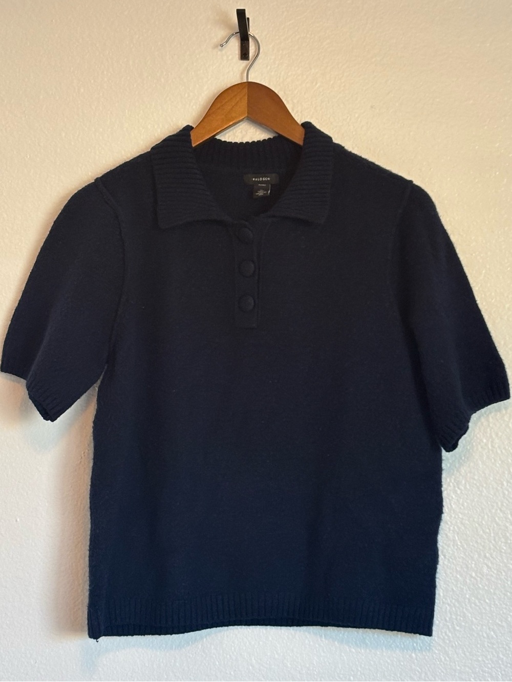 Navy Short-Sleeve Polo Sweater